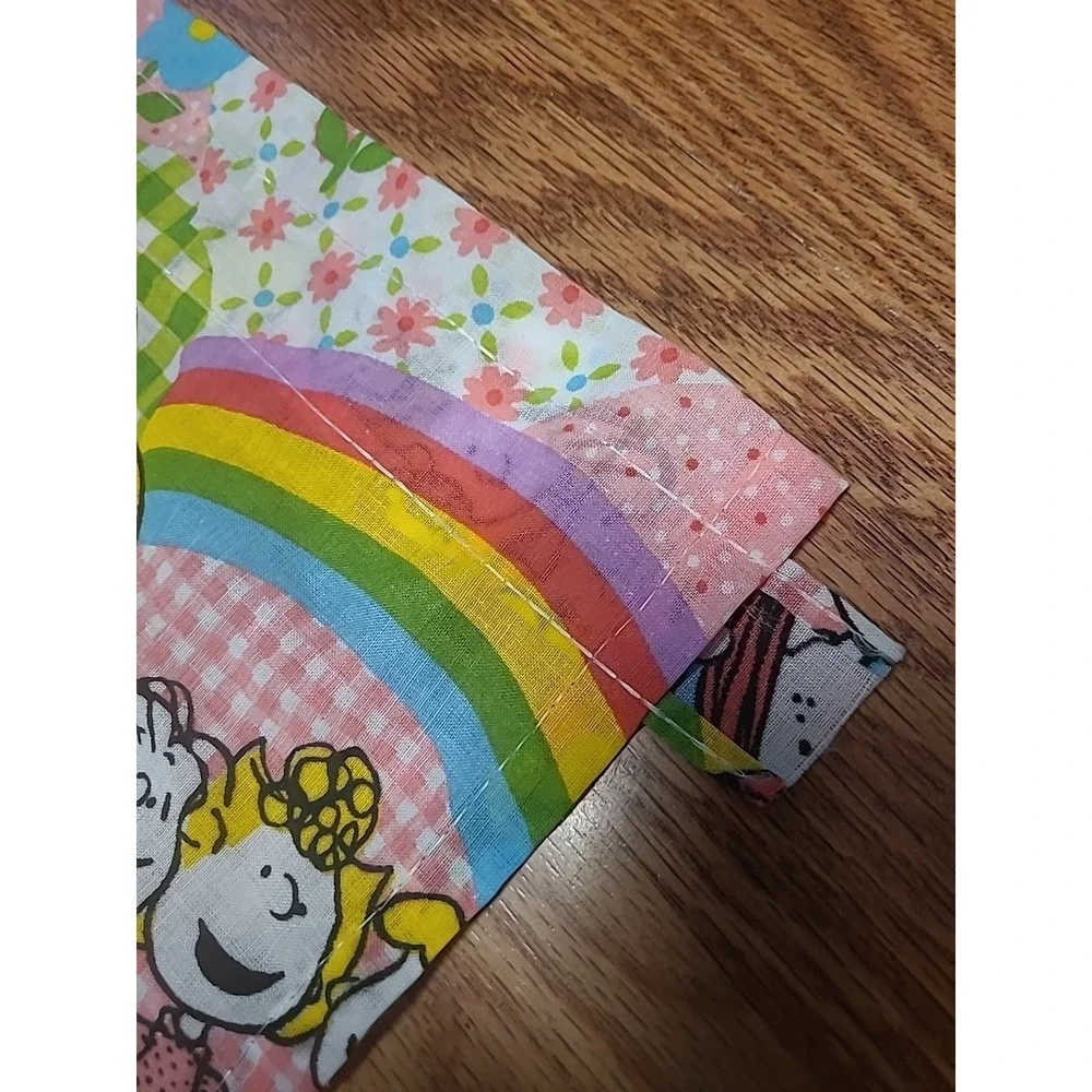 Vintage 1970s Peanuts Snoopy Window‎ Curtains Set 2 Curtains Pink Rainbow